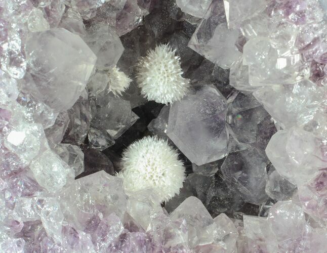 Okenite (Zeolite) Balls on Amethyst - India #63128